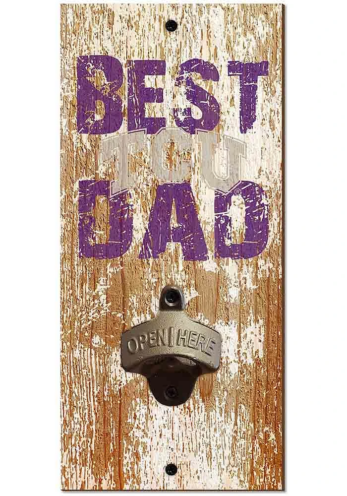 TCU Horned Frogs Best Dad Bottle Opener Sign - Purple