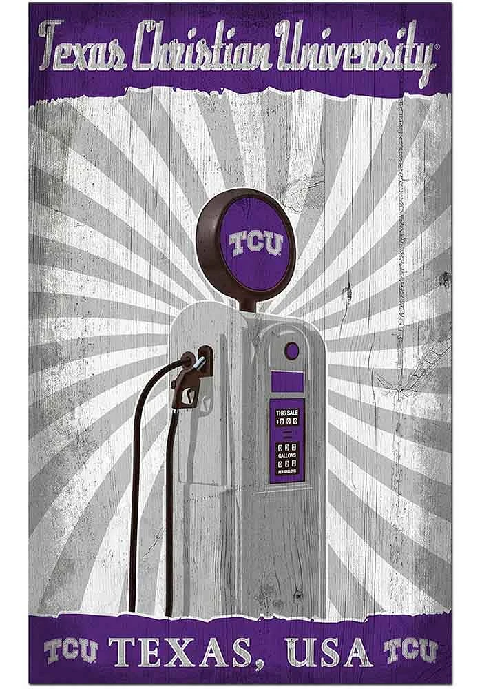 TCU Horned Frogs Retro Pump Location Sign - Purple
