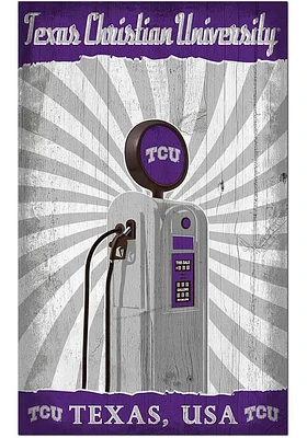 TCU Horned Frogs Retro Pump Location Sign - Purple