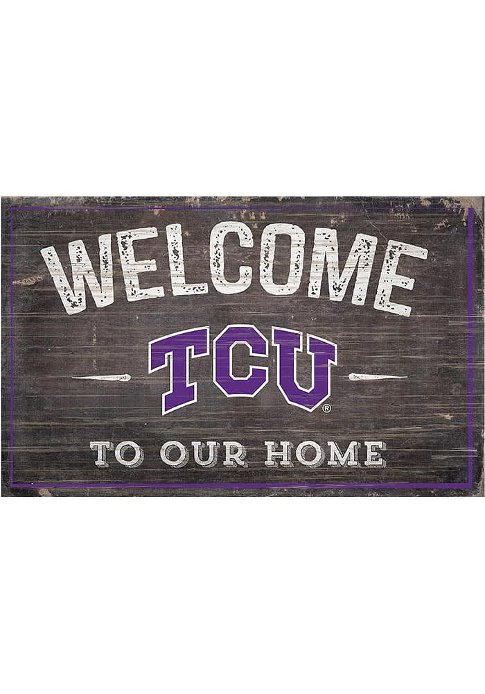 TCU Horned Frogs Welcome to our Home Sign - Purple