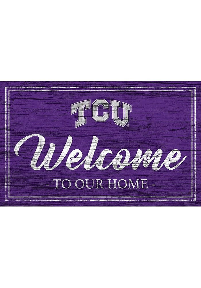 TCU Horned Frogs Team Welcome 11x19 Sign - Purple