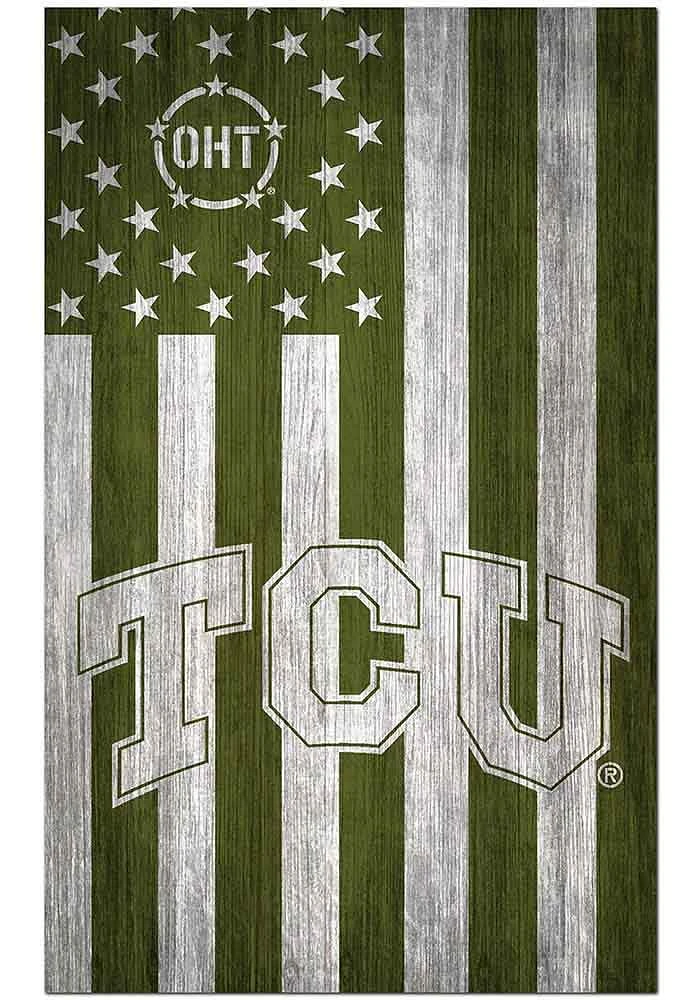 TCU Horned Frogs 11x19 OHT Military Flag Sign - Purple