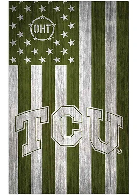 TCU Horned Frogs 11x19 OHT Military Flag Sign - Purple