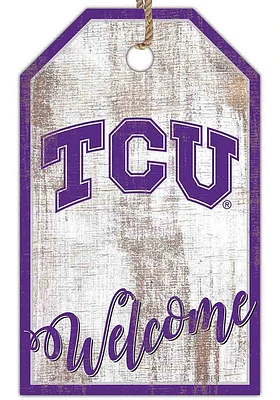 TCU Horned Frogs Welcome Team Tag Sign - Purple