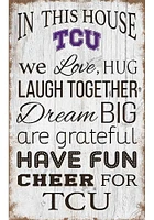 TCU Horned Frogs In This House 11x19 Sign - Purple