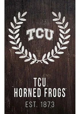 TCU Horned Frogs Laurel Wreath Sign - Purple