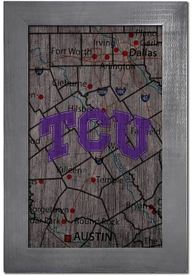 TCU Horned Frogs City Map Sign - Purple