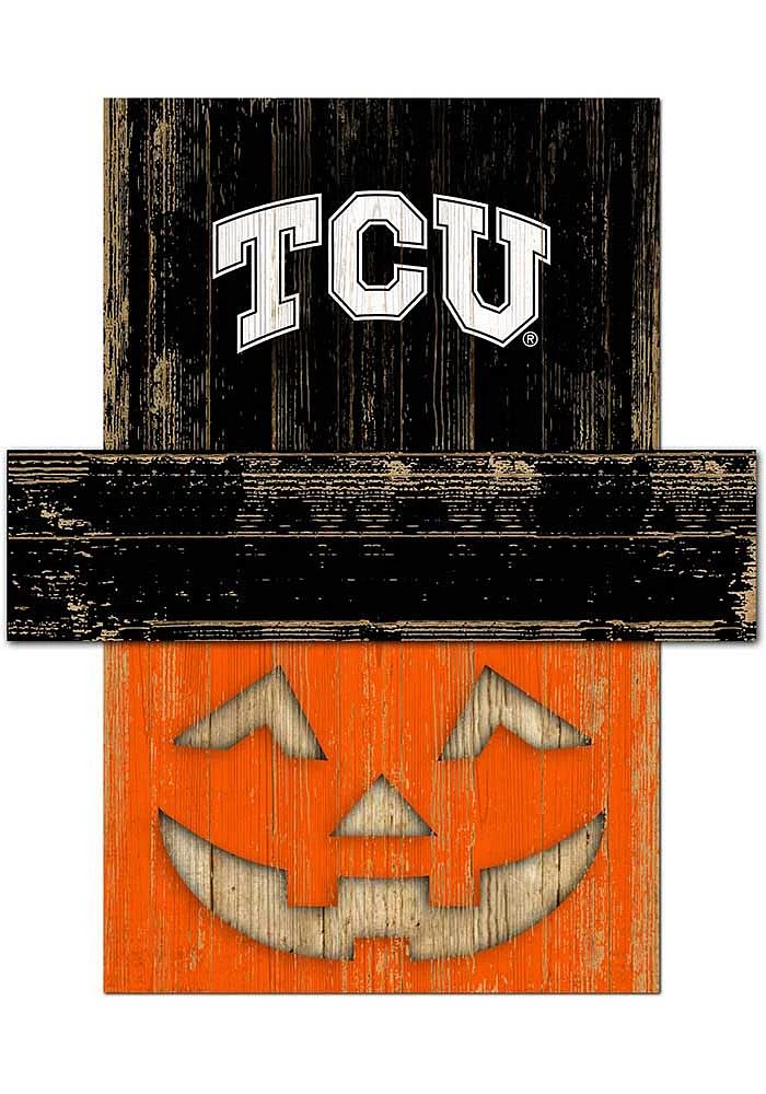 TCU Horned Frogs Pumpkin Head Sign - Purple