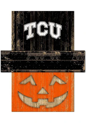 TCU Horned Frogs Pumpkin Head Sign - Purple