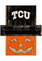 TCU Horned Frogs Pumpkin Head Sign - Purple