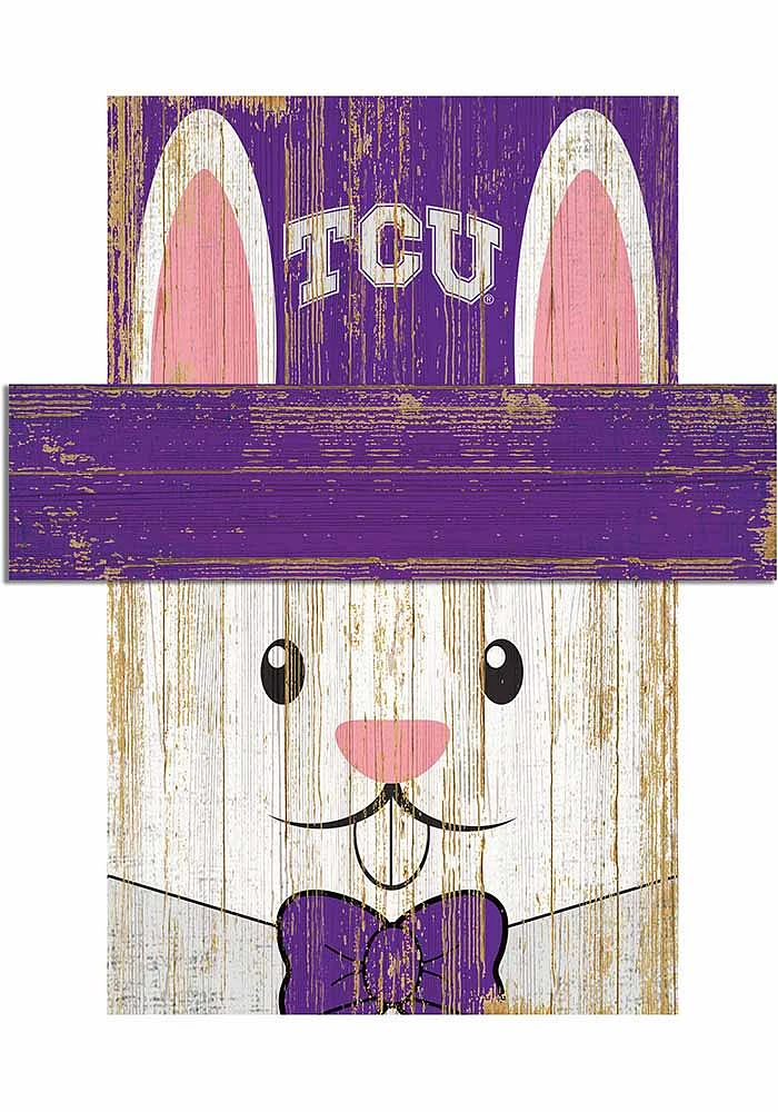 TCU Horned Frogs Easter Bunny Head Sign - Purple