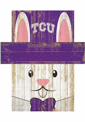 TCU Horned Frogs Easter Bunny Head Sign - Purple