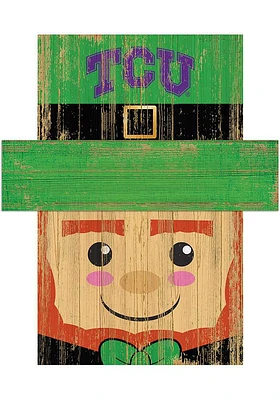 TCU Horned Frogs Leprechaun Head Sign - Purple