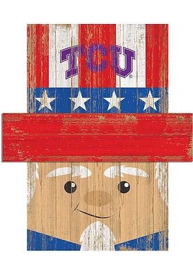TCU Horned Frogs Patriotic Head Sign - Purple