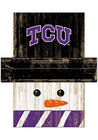 TCU Horned Frogs Snowman Head Sign - Purple