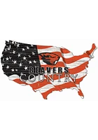 Oregon State Beavers USA Shape Flag Cutout Sign - Orange