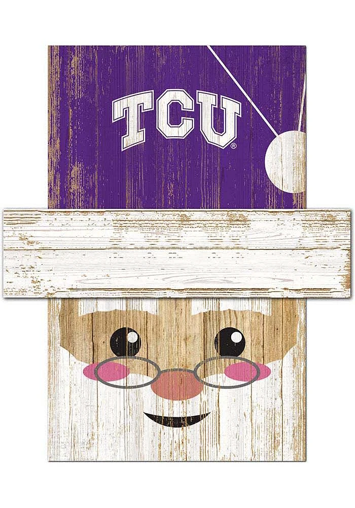 TCU Horned Frogs Santa Head Sign - Purple