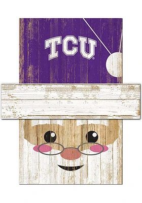 TCU Horned Frogs Santa Head Sign - Purple