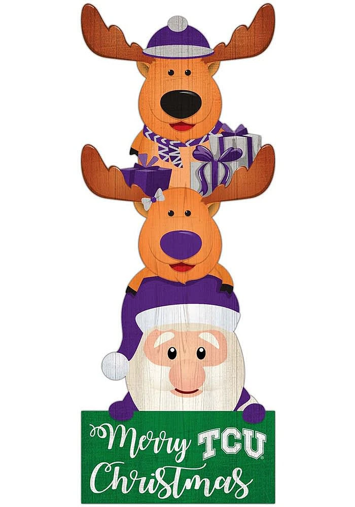 TCU Horned Frogs 31 Inch Santa Stack Leaner Sign - Purple