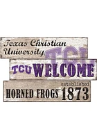 TCU Horned Frogs Welcome 3 Plank Sign - Purple