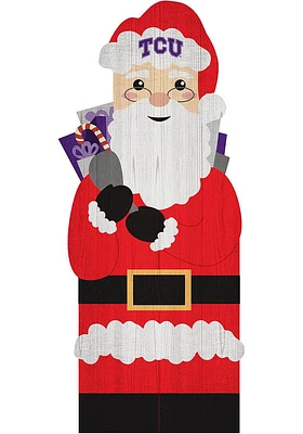 TCU Horned Frogs 31 Inch Santa Leaner Sign - Purple