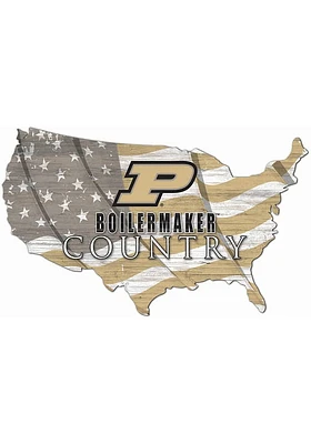 Purdue Boilermakers USA Shape Flag Cutout Sign - Gold