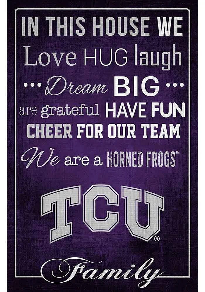 TCU Horned Frogs In This House 17x26 Sign - Purple