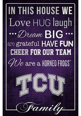 TCU Horned Frogs In This House 17x26 Sign - Purple