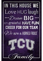 TCU Horned Frogs In This House 17x26 Sign - Purple
