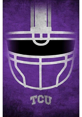 TCU Horned Frogs Ghost Helmet 17x26 Sign - Purple