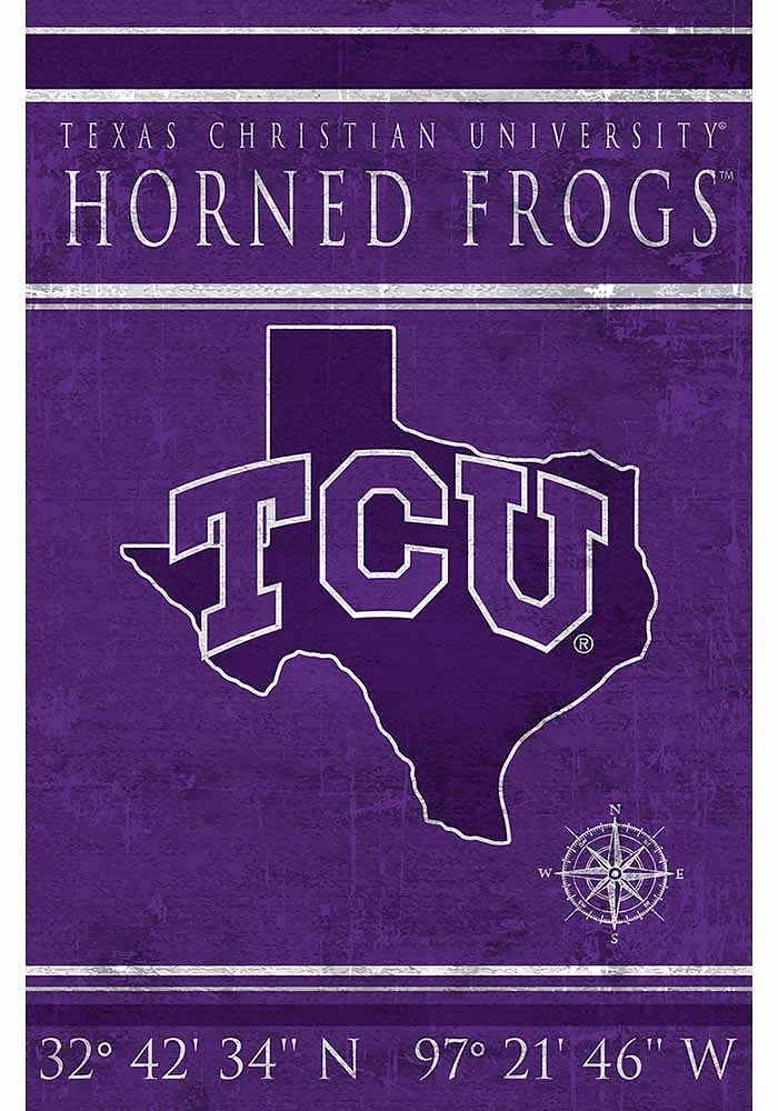 TCU Horned Frogs Coordinates 17x26 Sign - Purple