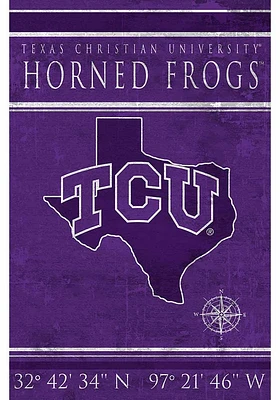 TCU Horned Frogs Coordinates 17x26 Sign - Purple