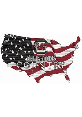 South Carolina Gamecocks USA Shape Flag Cutout Sign - Red