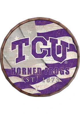 TCU Horned Frogs Flag 24 Inch Barrel Top Sign - Purple