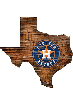 Houston Astros Distressed State 24 Inch Sign - Brown