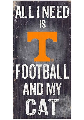 Tennessee Volunteers Football and My Cat Sign - Orange