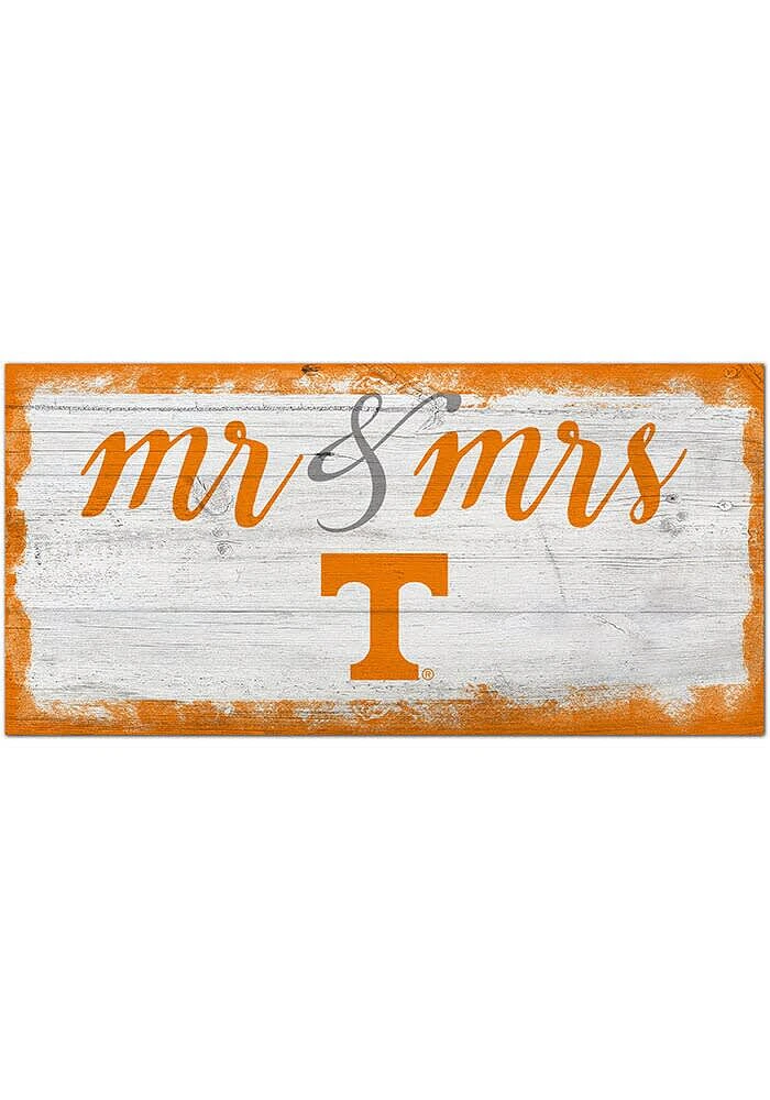 Tennessee Volunteers Script Mr and Mrs Sign - Orange