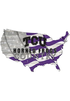 TCU Horned Frogs USA Shape Flag Cutout Sign - Purple