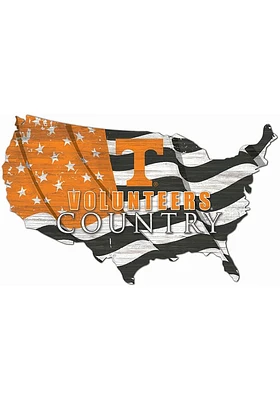 Tennessee Volunteers USA Shape Flag Cutout Sign - Orange