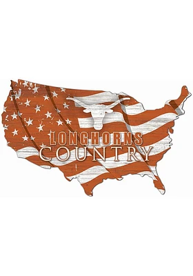 Texas Longhorns USA Shape Flag Cutout Sign - Burnt Orange