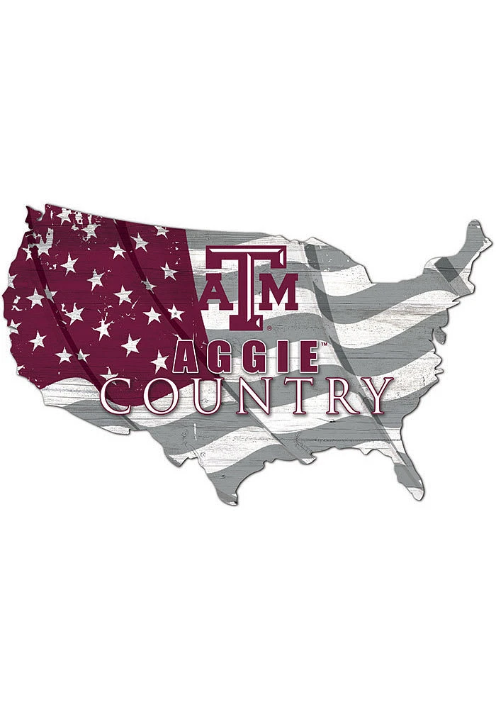 Texas A&M Aggies USA Shape Flag Cutout Sign - Red