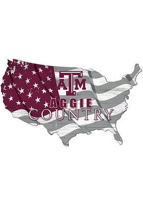 Texas A&M Aggies USA Shape Flag Cutout Sign - Red