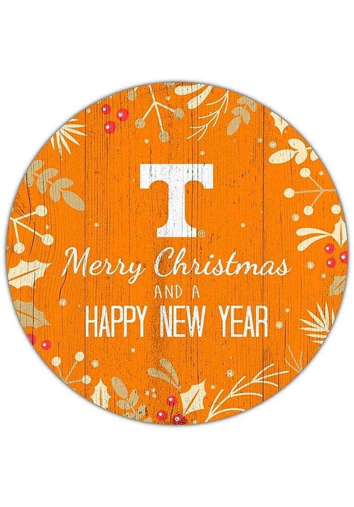 Tennessee Volunteers Merry Christmas and New Year Circle Sign - Orange