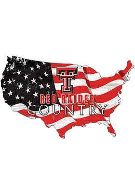 Texas Tech Red Raiders USA Shape Flag Cutout Sign - Red