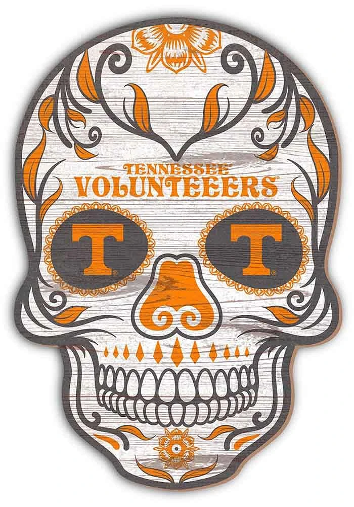 Tennessee Volunteers 12 Inch Sugar Skull Sign - Orange