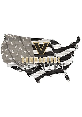 Vanderbilt Commodores USA Shape Flag Cutout Sign - Black