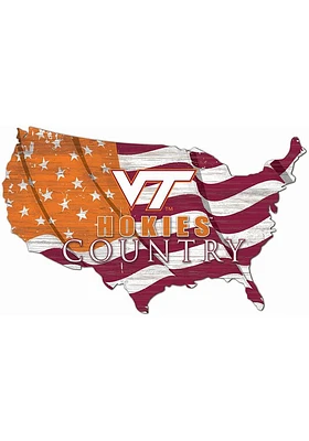 Virginia Tech Hokies USA Shape Flag Cutout Sign - Red