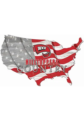 Western Kentucky Hilltoppers USA Shape Flag Cutout Sign - Red