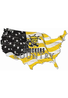 Wichita State Shockers USA Shape Flag Cutout Sign - Yellow