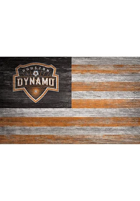 Houston Dynamo Distressed Flag 11x19 Sign - Black